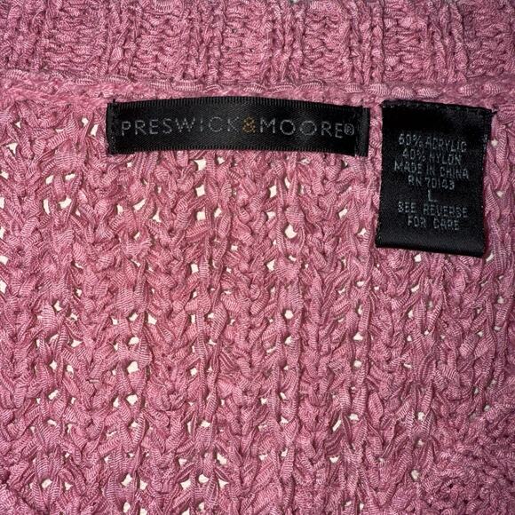 Preswick & Moore Rose Pink Loose Weave V-Neck Sweater -Large - Picture 3 of 5